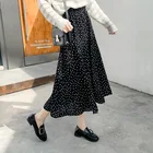 Long Skirts High Quality Causal Girl Polka Dot High Waist Long Women Skirts