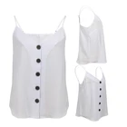 Top Colorful Women Plain V-neck Vest Sleeveless Button Shirt Button Halter Top Summer Spring Casual Blouse