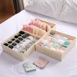 Fabric Sock Organizer For Closet Drawer Bra Organizer Foldable Underwear Storage Box