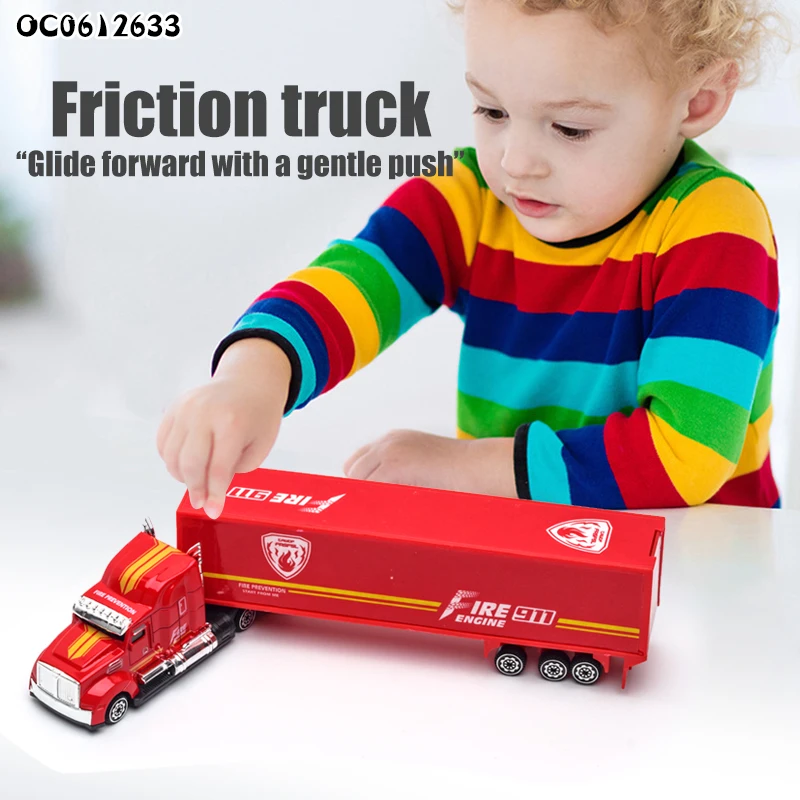 Oem custom logo toy kids die cast 1:58 car friction alloy container truck toys model