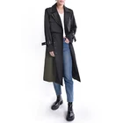 Jacket Women Down Windbreaker Long Suit Solid Jacket Custom New Autumn Black Polyester Women Windbreaker