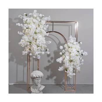 Decorative Wedding White Round Arch Flower Ivory Silk Flowers Arch Table Runner Flower Backdrop White Rose Arch
