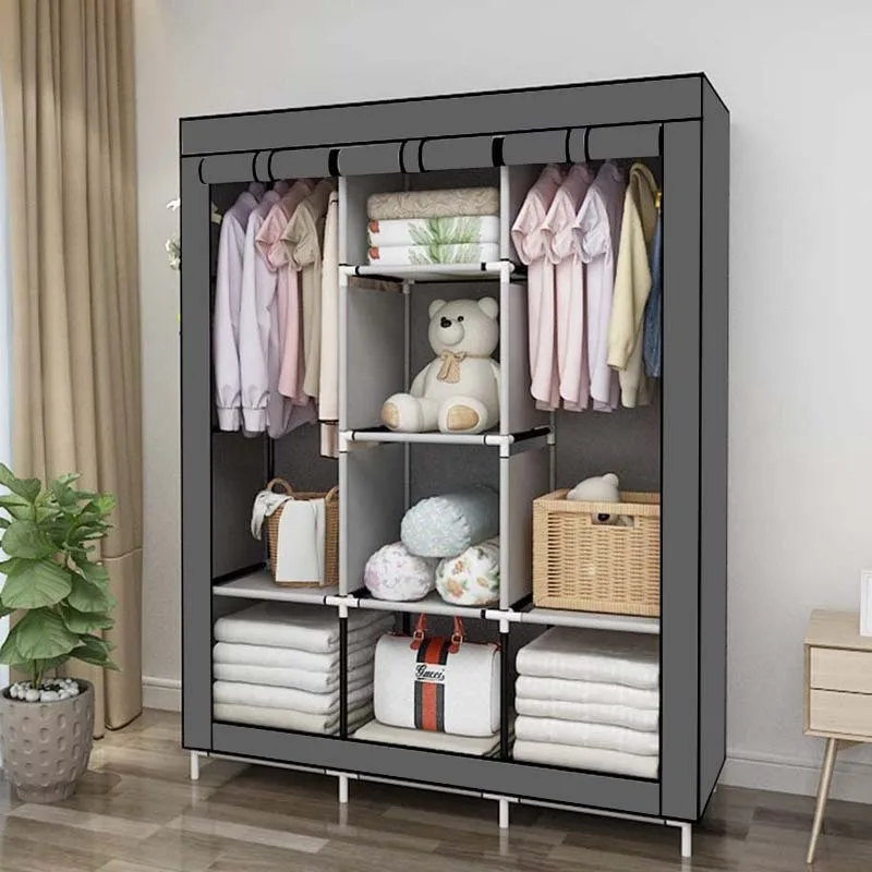 Modern Eco-Friendly Metal Closet Organizer Wardrobe Clothes Storage Shelves for Bedroom or Living Room