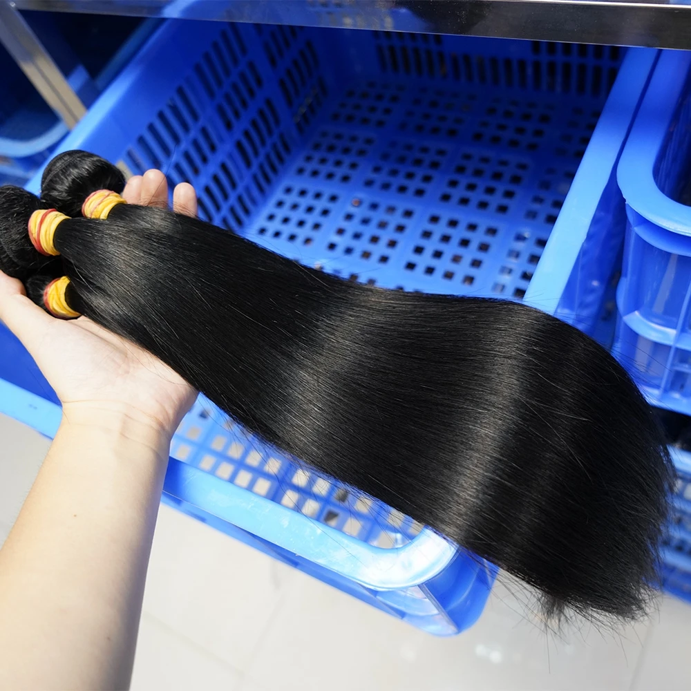 Unprocessed Natural Virgin Straight Weave Bundles With Closure Raw Vietnamese Hair Bundles And Closure Set Verified Company