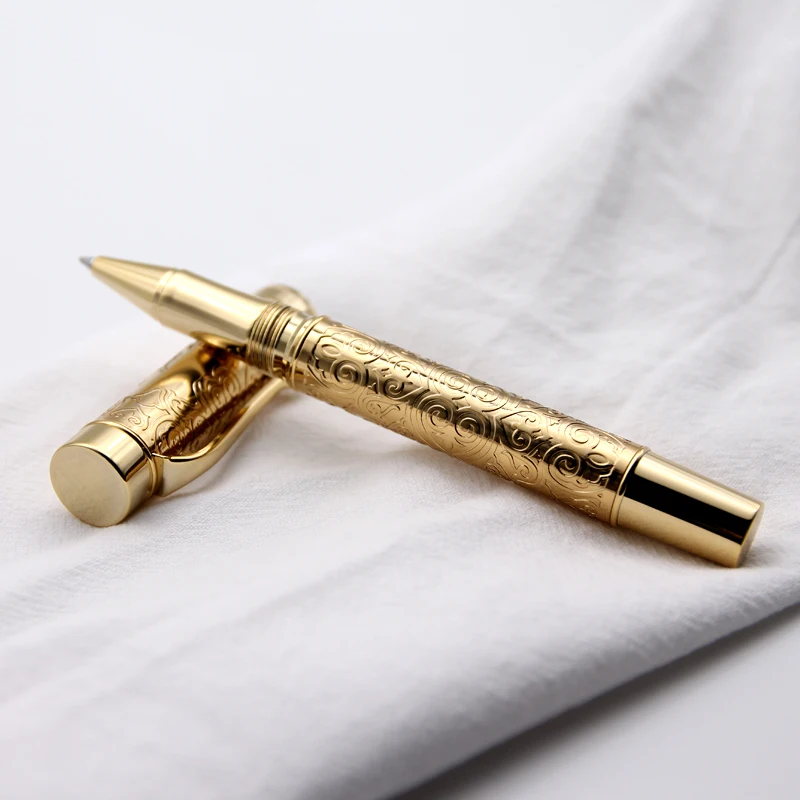 Hot Selling Modern Stationery Luxury Gold Pattern Rollerball Pen Design Pen Metal Roller Pen