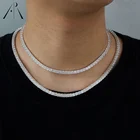 925 Hot Selling 18k White Gold Tennis 925 Sterling Silver Necklace 4mm Cz Tennis Chain Iced Out Chain