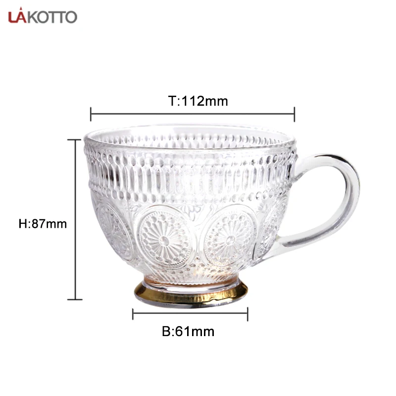 customized LOGO retro carved glass mug large capacity water cup ice cream cup fruit juice cup