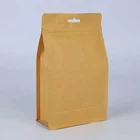 Flat Paper Bags Custom Logo Printed Plain Stock Flat Bottom Brown Kraft Paper Bags For Coffee Nuts Snack
