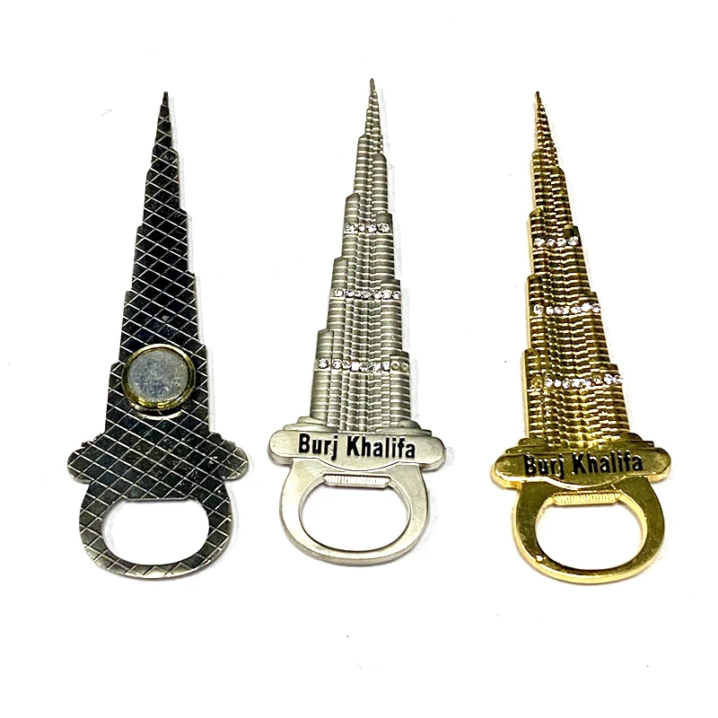 Khalifa Metal Bottle Opener Fridge Magnets Tourism Souvenirs Decoration Custom Logo Art Deco Trendy New York Souvenir Buddhism
