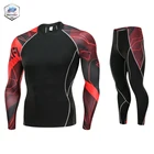Pants Men's Workout Set Compression Shirt And Pants Top Long Sleeve Sports Tight Base-layer Suit
