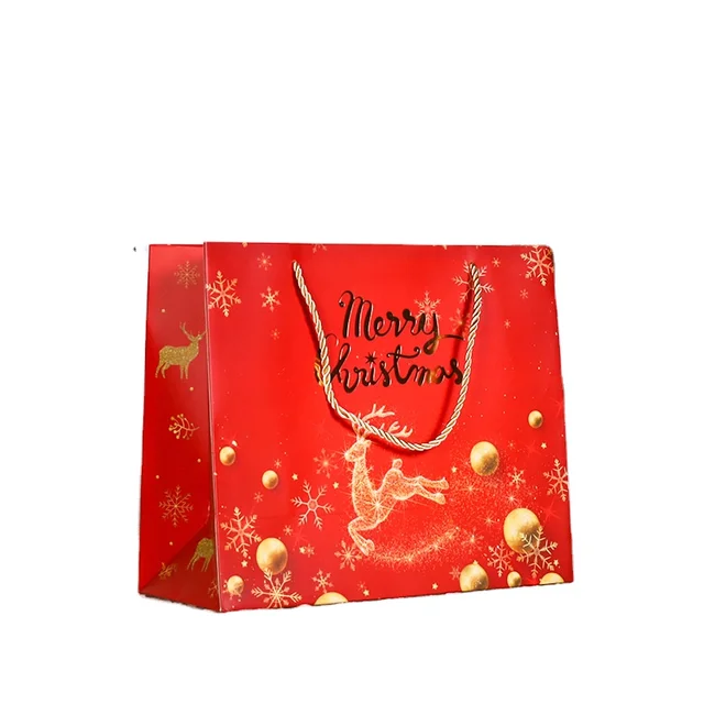 Best selling custom high-quality logo printed Christmas gift packaging Kraft Paper Bags