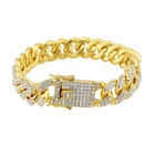 Reliable And Cheap 18k Gold Plated Alloy Mens Chunky Hip Hop Jewelry CZ Diamond Cuban Link Chain Bracelet