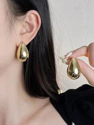 Hot sales gold plated polish big size drop tear shaped earrings for women