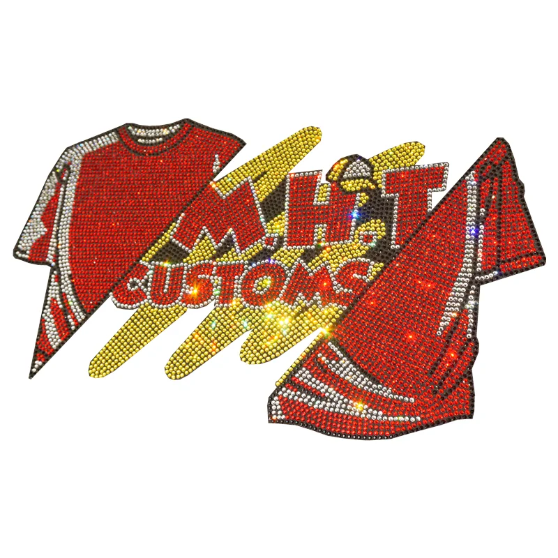 Free sample Tiger rhinestone iron on heat transfer logo custom for clothes