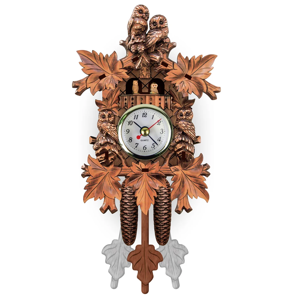 Wall Mount Clock Cuckoo Bird Vintage Home Decor Pendulum Wood Effect Antique 