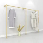 Store Retail Clothing Store Metal Gold Iron Pipe Wall Stainless Steel Display Rack