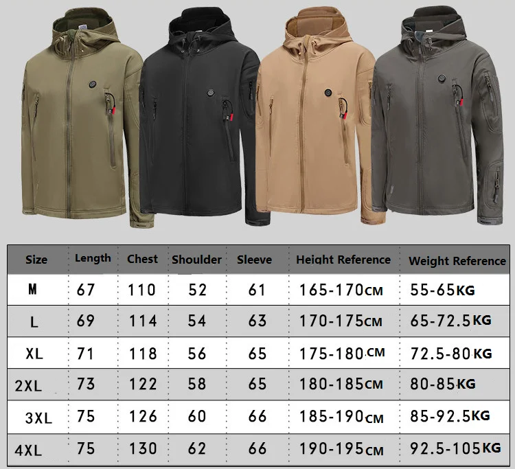 Winter Warm Hooded Coat With Battery Pack Waterproof Hunting Outdoor Jacket Rechargeable Heated Jacket