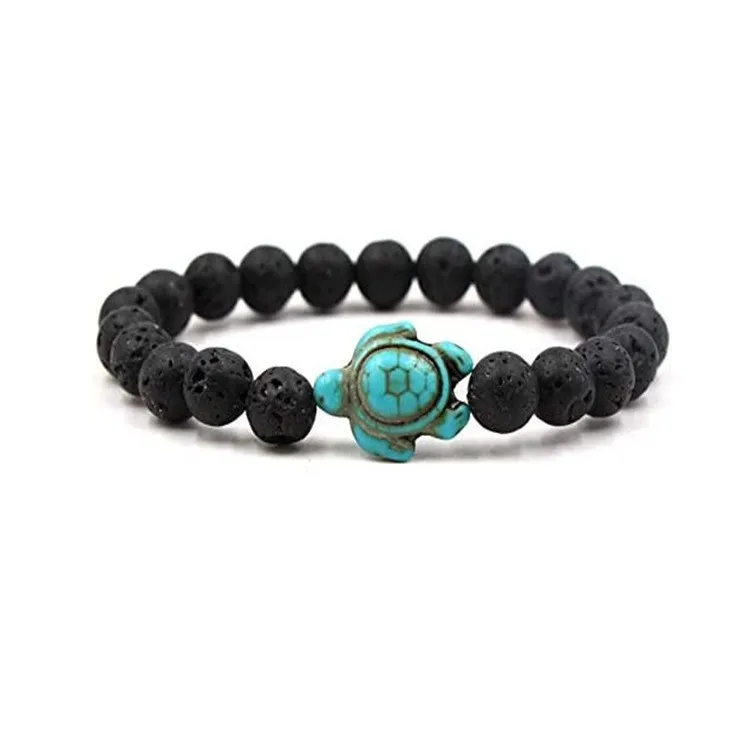 Natural Gem Turquoise Elastic Stone Beads Turtle Bracelet for women
