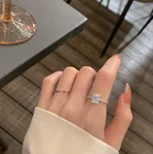 Stone Rings Rings Super Shining Geometric Zirconia Stone Open Rings Chic Rectangular Cubic Zircon Rings