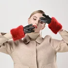 Leather Gloves Women Colors Winter Gloves High Quality Luxury Winter Fur Leather Gloves Women Multi Colors