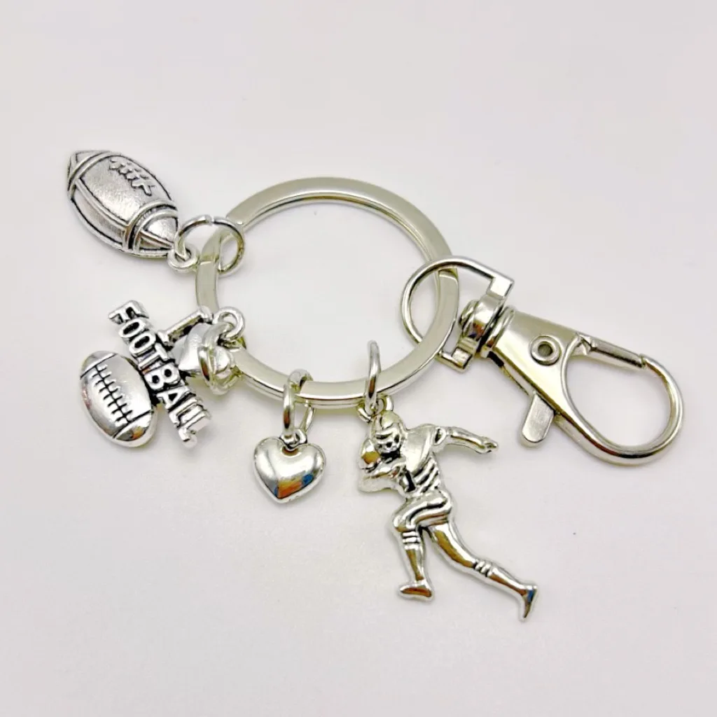 2024 Super Bowl USA Super Carnival Night Related Gifts Products Keychain Men's Ball Sports I LOVE Football Metal Key Chain
