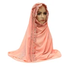 Muslim Zhenshiman Lace Unilateral Latest Plain Chiffon Scarf 2021 Muslim Women Shawl Scarf Wholesale