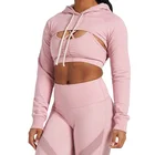 Hoodies New Arrival Long Sleeve Workout Wear Plain Color Crop Top Clothing Women's Custom Hoodies