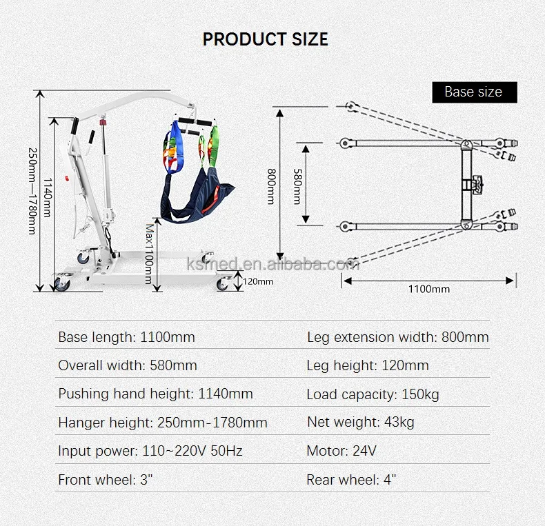 Ksm 210 Foldable Patient Transfer Lift Electric Patient Transfer Lift