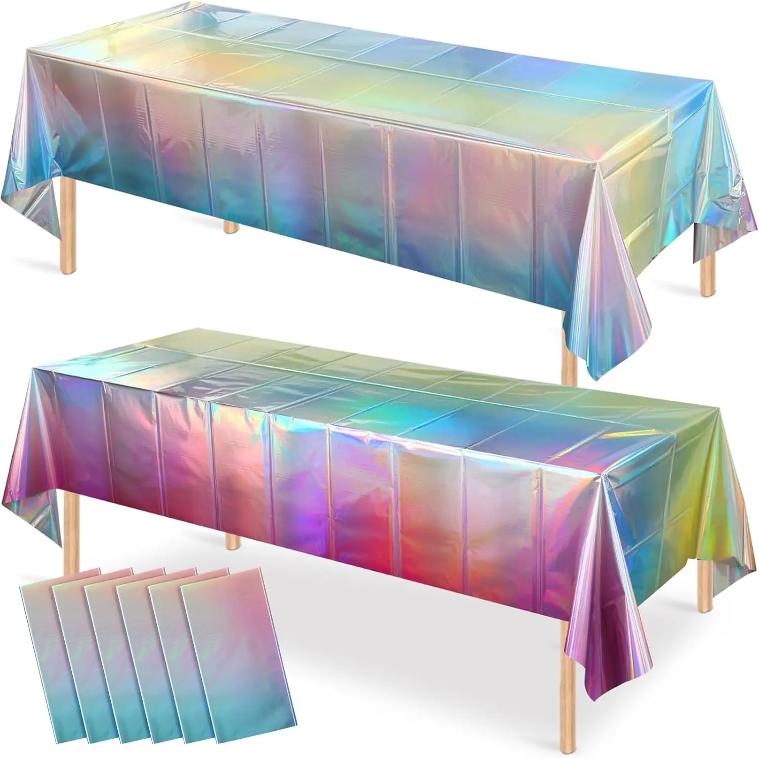 Wholesale Waterproof Dinner Custom Rectangular Pvc Plastic Print Lridescent Laser Colorful Disposable Table Tablecloth For Party