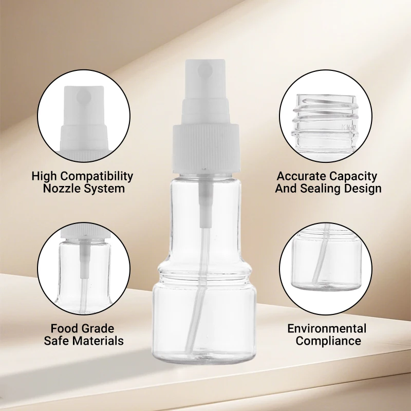 Wholesale Airless Pump Dispenser Plastic Bottle With Fine Mist Nozzle 30ml PET Cosmetic Spray Bottle for Facial Skincare details