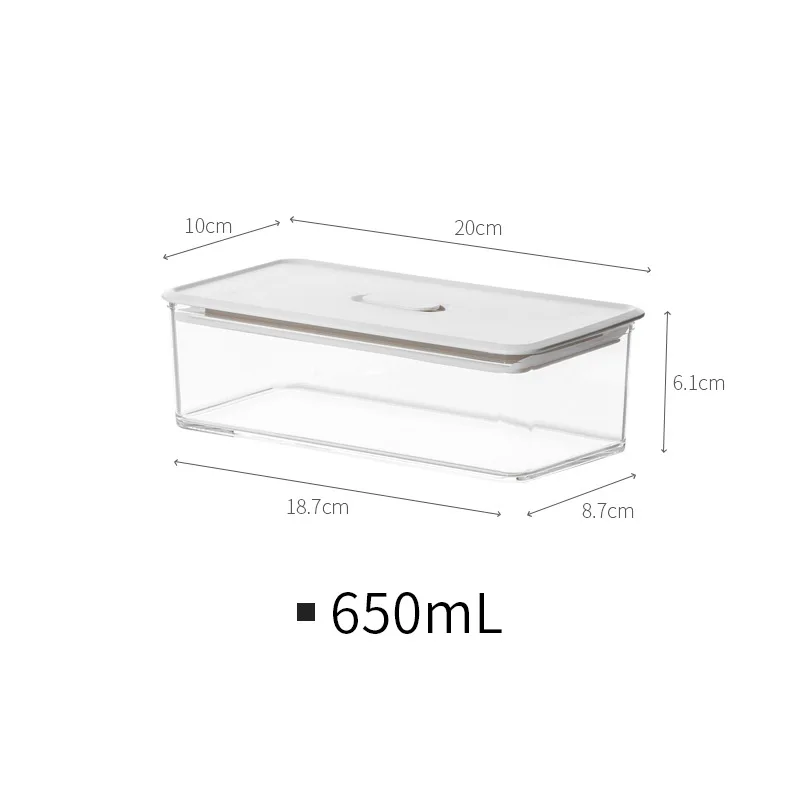 Kitchen Food Storage Box Refrigerator Organizer  Fresh-keeping Freezer Safe White Plastic Container  Airtight Crisper