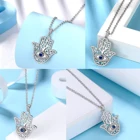 Women Jewelry Cz 925 Sterling Silver Custom Blue Evil Eye Hamsa Hand Ring Earrings Necklace Jewelry Set
