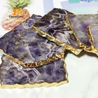Gemstone Gemstone Amethyst Geode Decor Slices Beverage Coasters
