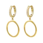 Gold Hoop Earring Luxury Fashion Crystal Zircon Diamond Gold Plated Hoop 925 Silver Women Earring
