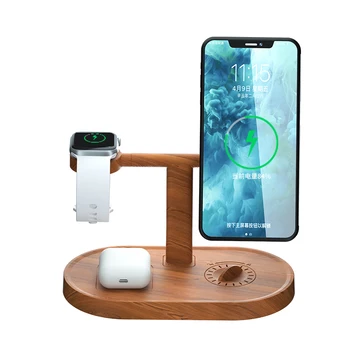 15w Foldable Charging Dock Station Qi 3 In 1 Fast Charger Wireless Stand For Iphone 11 12 X 8 Apple Watch 4 In 1 Airpods Pro Iwa
