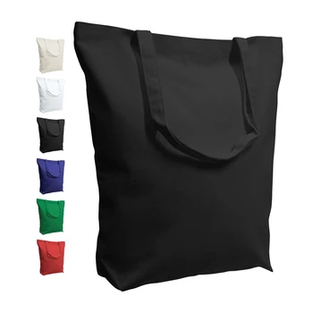 Natural Blank Custom Logo Printed Eco-friendly Cotton Canvas Black Shopping Tote Bags