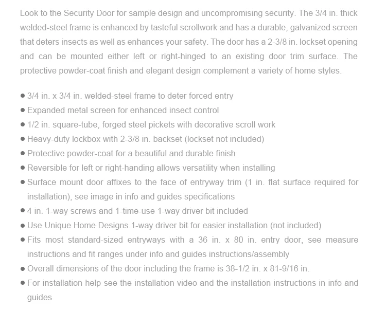 Reliable quality stainless steel security doors wrought iron door exterior security doors