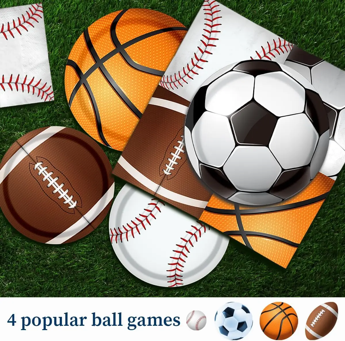 Combination Football Basketball Rugby Disposable Tableware Set Mix Designs Packing Birthday Party Tableware