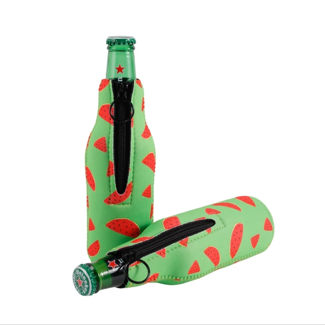 Spot Wholesale Neoprene Beer Bottle Can Cooler Wine Bottle Sleeve With Zippers Beer Can Holder Bags