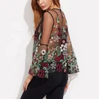 Blouses Embroidered Blouses New Arrival Sexy Embroidered Floral Casual Ladies Blouses And Tops Women Chiffon