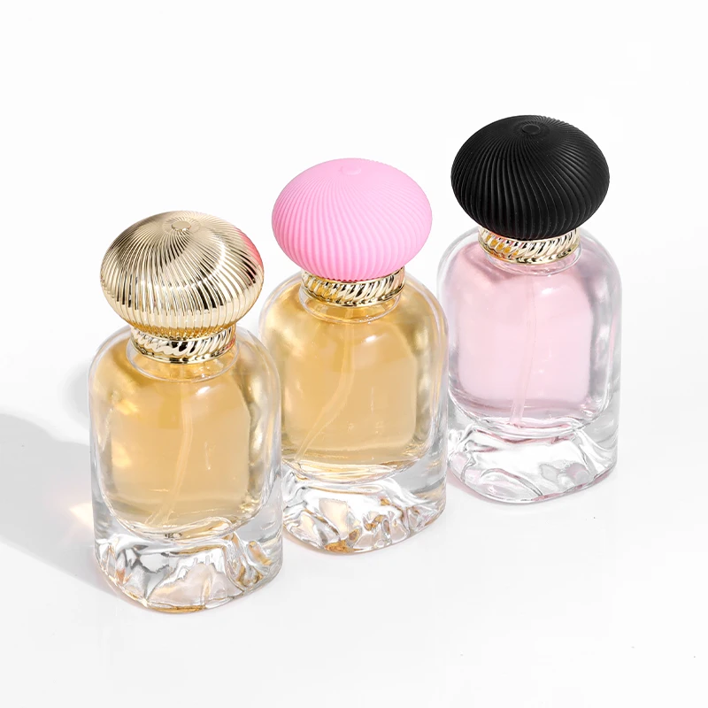 Unique Thick Bottom Transparent Refillable Spray Glass Travel Spray Pump Perfume Bottle With Round Cap