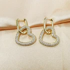 Gold Earrings Hoop Earrings IVIAPRO Wholesale Gold Plated Jewelry Heart Shaped CZ Hoop Earrings