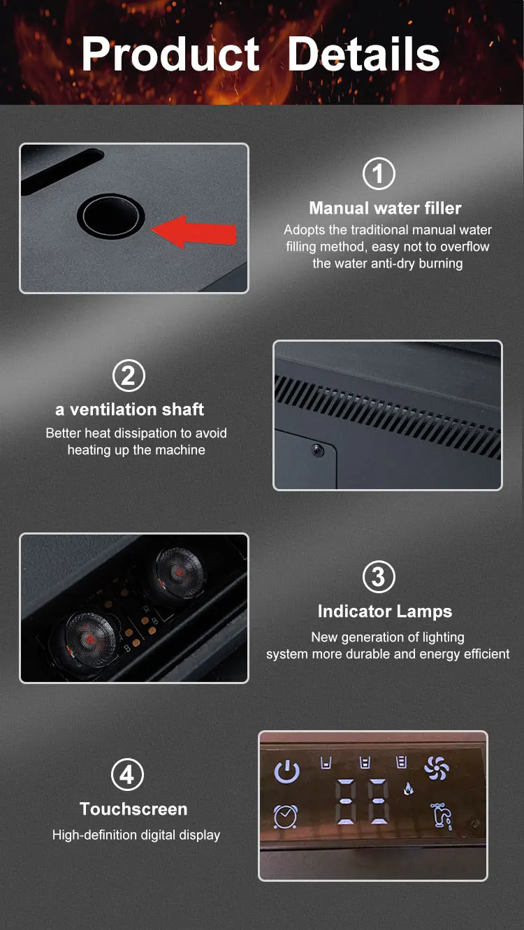 Electric Fireplace, 3D, 110-240V, 100W - detail 12