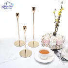 Gold Candle Candles And Candle Holder 3 Size Cheap Small Thin Pillar Candlestick Metal Gold Taper Candle Holder