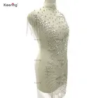 Embroided Applique Beautiful Fashion Crystal Embroidered Wedding Dress Rhinestone Appliques Bodice WDP-109