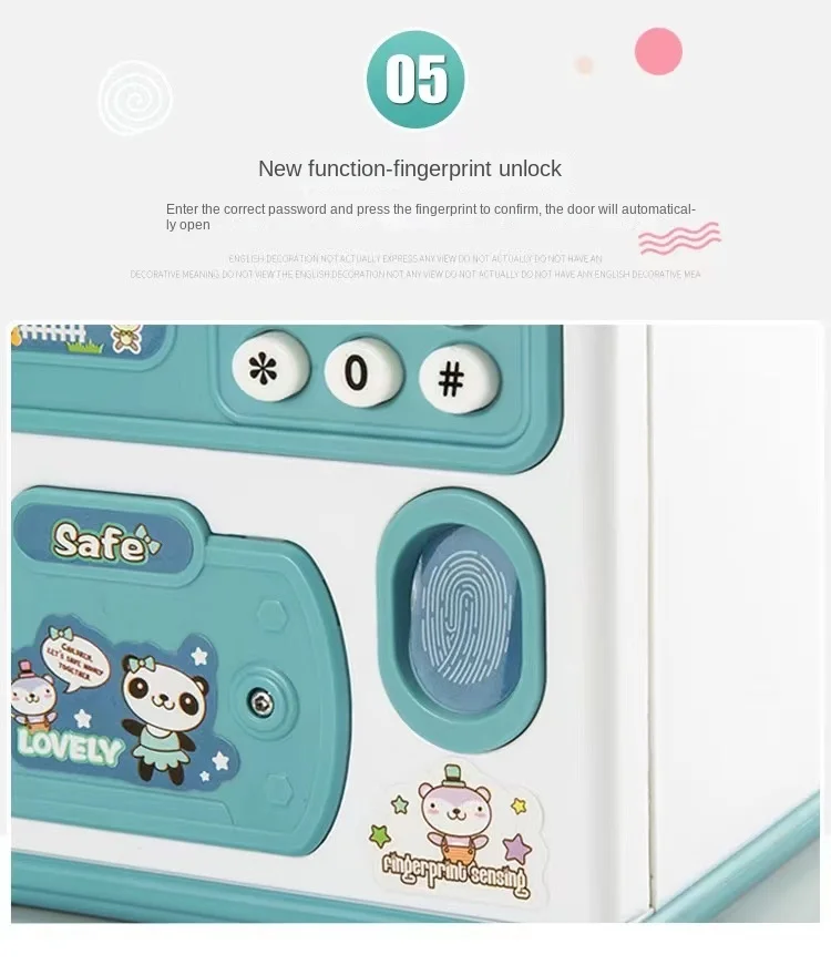 Automatic Induction Roll Money ATM Large Capacity Simulation Intelligent Electronic Fingerprint Password Suitcase Coin Bank