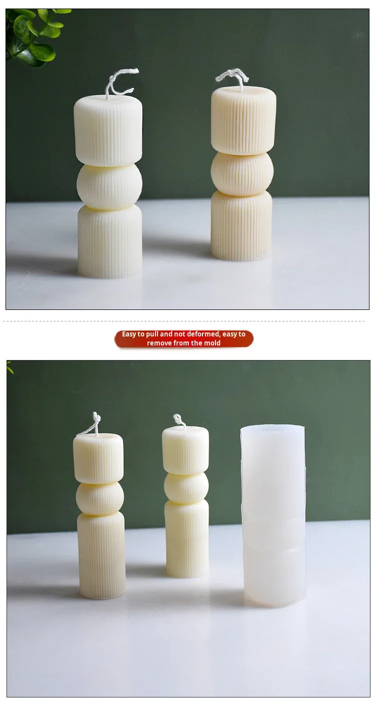 Silicone Candle Mold Geometric Column Ornament Holiday Decoration Striped Column details