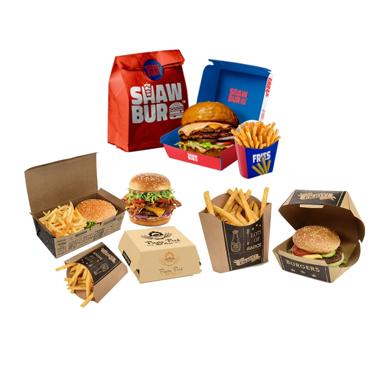 Burger Tray 5" Kraft COMPOSTABLE Takeaway Fast Food Packaging 