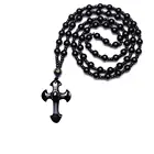 Black Obsidian High Quality Natural Black Obsidian Cross Amulet Pendant
