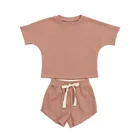 Clothes Waffle Cotton Girls Sets Kid Clothing Outfits Boutique Toddle Clothes Summer Baby Clothes Sets